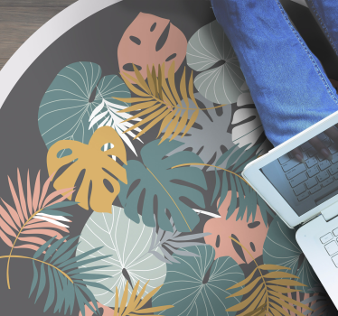 Botanisk bladcirkel Vinylmatta blommor och växter - Tenstickers