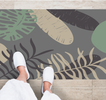 Botaniskt bladmönsterdesign vinylmatta blommor och växter - Tenstickers