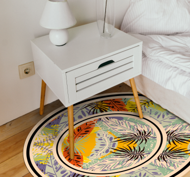 Botaniskt cirkulärt motiv Vinylmatta blommor och växter - Tenstickers
