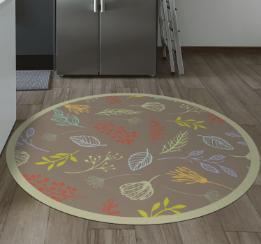 Botaniskt lövtryck Vinylmatta blommor och växter - Tenstickers