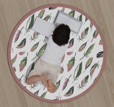 Botaniskt mönstrad cirkel Vinylmatta blommor och växter - Tenstickers