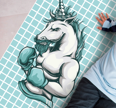 Boxningsenhörning illustration Vinylmatta Ungdom - Tenstickers