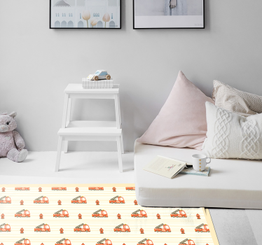 Brandbil och brand barn vinyl matta - Tenstickers