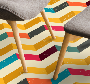 Chevron färg burst Vinylmatta geometrisk - Tenstickers