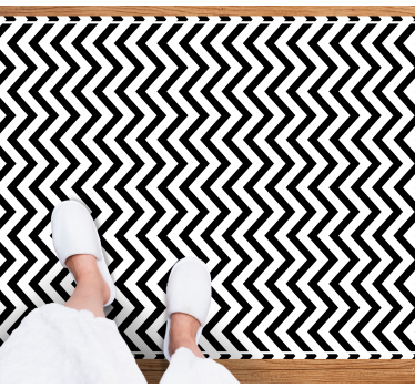 Chevron svart och vitt Vinylmatta geometrisk - Tenstickers