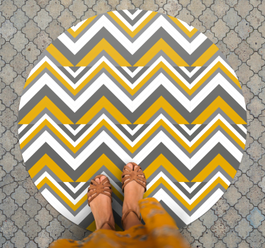 Vinylmatta geometrisk chevron grå och gul - Tenstickers