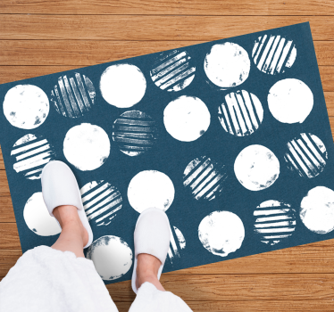 Cirkulära vita streck Vinylmatta geometrisk - Tenstickers