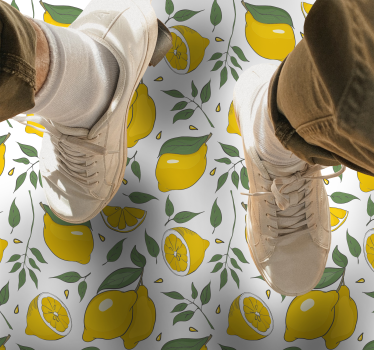 Citron blommönster Vinylmatta Kök - Tenstickers