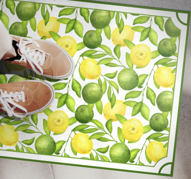 Citroner och limefrukter ram vinyl matta - Tenstickers