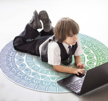 Dekorativ rund mandala vinylmatta - Tenstickers