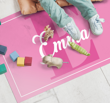 Delikat rosa flicka med namn personlig vinyl matta - Tenstickers