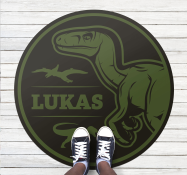 Dinosaurie raptor med text djurmatta - Tenstickers