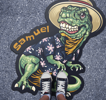 Dinosaurie semester klädsel Vinylmatta namn - Tenstickers