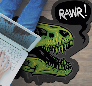 Dinosauriehuvudillustration med text rawr djurmatta - Tenstickers