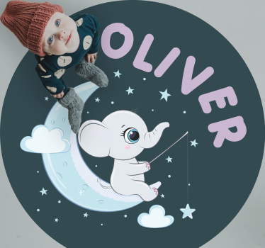 Elefant omgiven av stjärnor personlig vinylmatta - Tenstickers