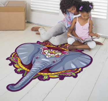 Elefantformad mandala vinylmatta - Tenstickers