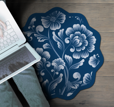 Elegant blå blommor matta - Tenstickers