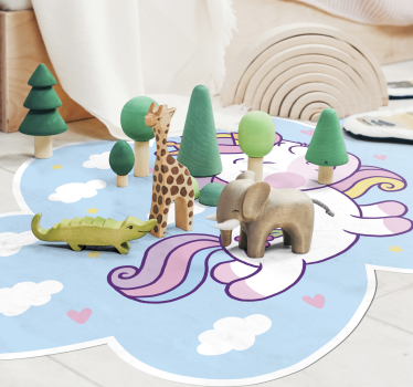 Enhörning som ler med regnbågsmanen vinylmatta - Tenstickers