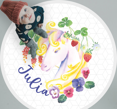 Anpassad enhörningsblomma Vinylmatta Ungdom - Tenstickers