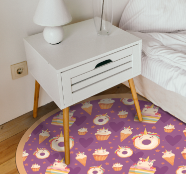 Enhörningsgodis runda Vinylmatta Barn - Tenstickers