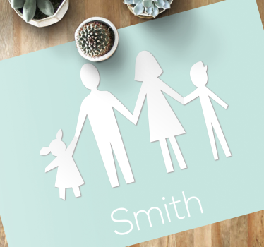 Familjemedlemmar med namn personlig vinyl matta - Tenstickers
