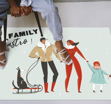 Personlig vinterfamilj Vinylmatta namn - Tenstickers