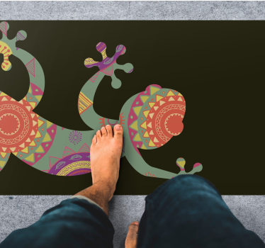 Färgglad geometrisk ödla Vinylmatta Mandala - Tenstickers