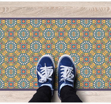 Färgglad gul komposition Vinylmatta Mosaik - Tenstickers