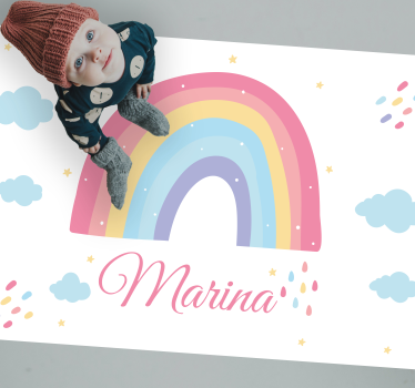 Personlig färgglad regnbåge Vinylmatta namn - Tenstickers