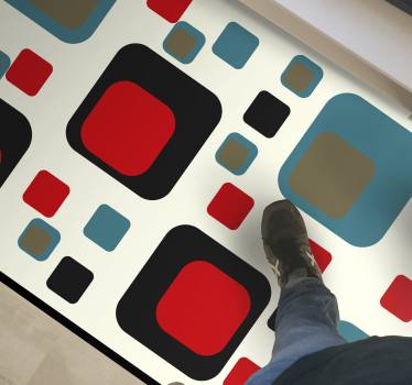 Färgglada abstrakta rutor Vinylmatta geometrisk - Tenstickers
