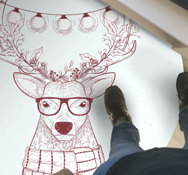 Festlig ren illustration Vinylmatta Jul - Tenstickers