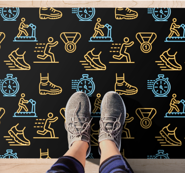 Fitness ikoner mönster Vinylmatta Ungdom - Tenstickers
