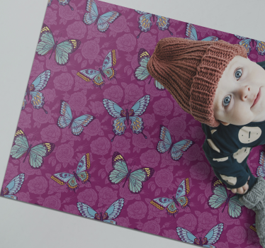Fjärilsblommotiv Vinylmatta blommor och växter - Tenstickers