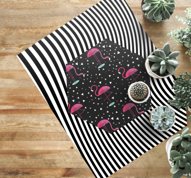 Flamingo randig sexkant Vinylmatta djur - Tenstickers