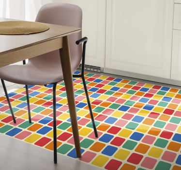 Flerfärgad kakel kvadrater geometrisk vinyl matta - Tenstickers