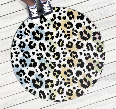 Flerfärgad leopard rund vinyl matta djur tryck matta - Tenstickers