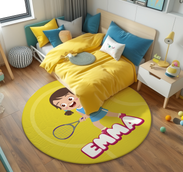 Flicktennisspelare med namn personlig vinylmatta - Tenstickers