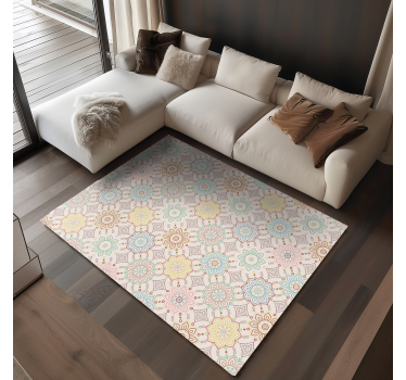 Geometrisk mandala mönster vinylmatta blommor och växter - Tenstickers