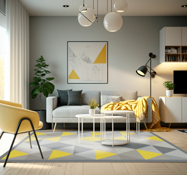 Grå och gula trianglar Vinylmatta geometrisk - Tenstickers