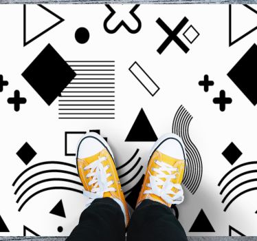 Svarta mönster Vinylmatta geometrisk - Tenstickers