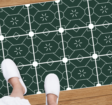 Geometriskt grönt arrangemang Vinylmatta kakeleffekt - Tenstickers