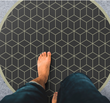 Geometriskt mönstrad cirkulär accent vinylmatta - Tenstickers