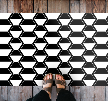 Geometriskt svartvitt mönster Vinylmatta geometrisk - Tenstickers