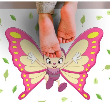 Glad baby fjäril illustration djurmatta - Tenstickers