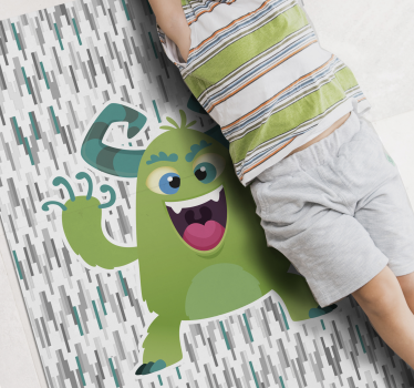 Grönt monsterkaraktär Vinylmatta Barn - Tenstickers