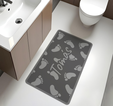 Grå fotstegsdesign Vinylmatta namn - Tenstickers