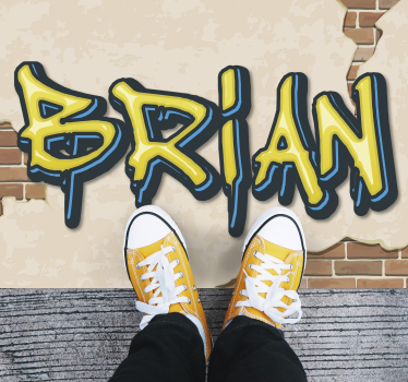 Graffity och tegelstruktur personlig vinylmatta - Tenstickers