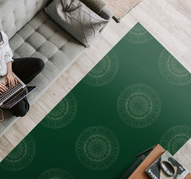 Grön mandala mönster matta - Tenstickers