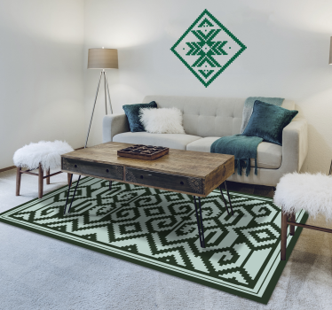 Gröna geometriska mönster Vinylmatta Scandinaviska - Tenstickers