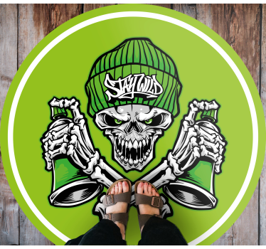 Gröna skalleglasögon graffiti samtida mattor - Tenstickers